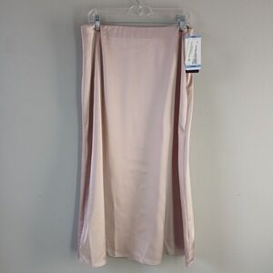 French Connection Women's Size Large Satin Knee Length Skirt Elastic Waist NWT!